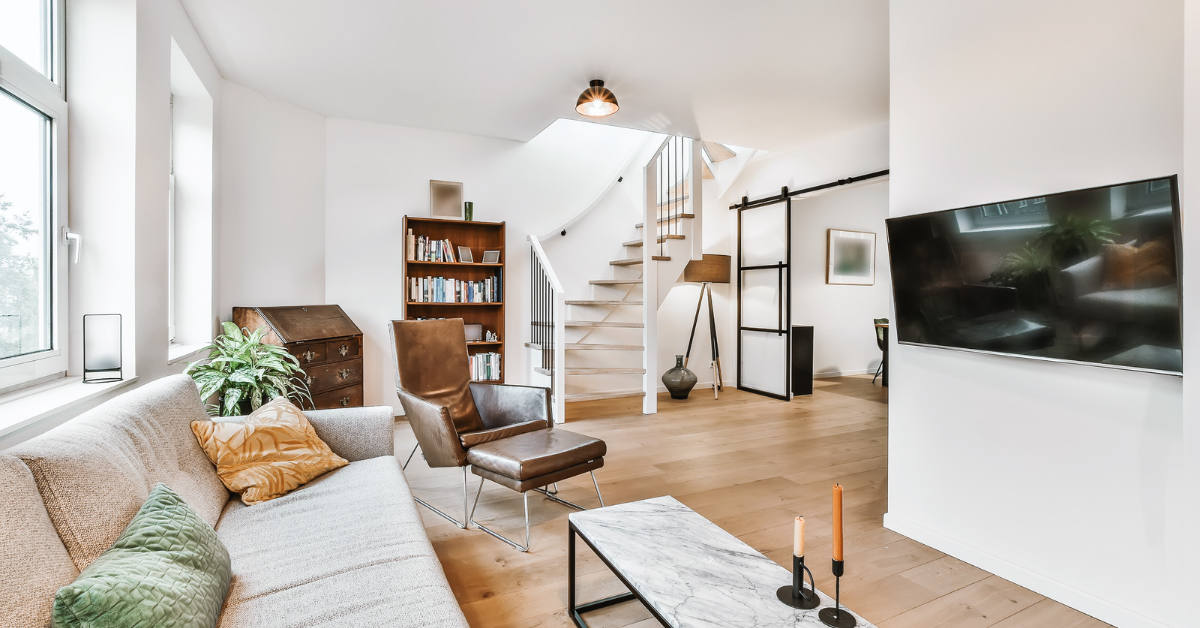 A well-organized, clean living room